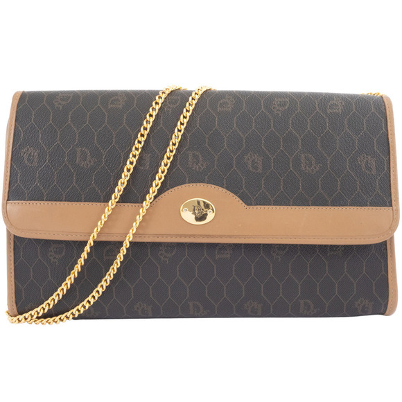 Christian Dior Honeycomb Chain Shoulder Bag PVC|Leather Dark Brown Women's - Picture 1 of 10